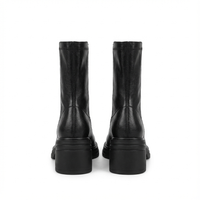Bottine haute noir Simili Cuir Femme - Élégance contemporaine avec talons carrés robustes 3