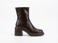 Bottine à talon marron foncé Synthétique Femme - Santiags marron à bout carré élégant 2