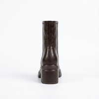 Bottine à talon marron foncé Synthétique Femme - Santiags marron à bout carré élégant 3