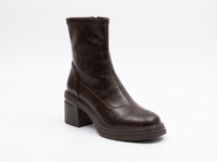 Bottine à talon marron foncé Synthétique Femme - Santiags marron à bout carré élégant 1