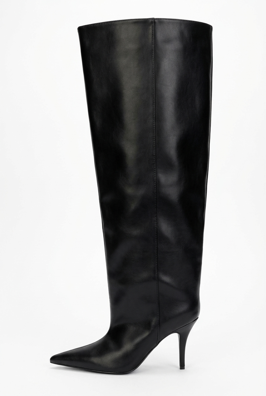 Botte haute noir Synthétique Femme - Talon aiguille et silhouette affirmée 2