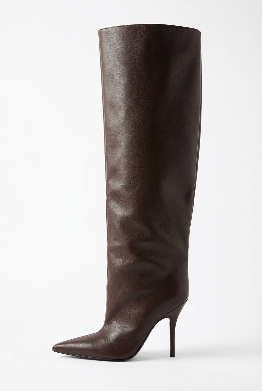 Botte haute marron Synthétique Femme - Élégance occidentale avec talon aiguille 2