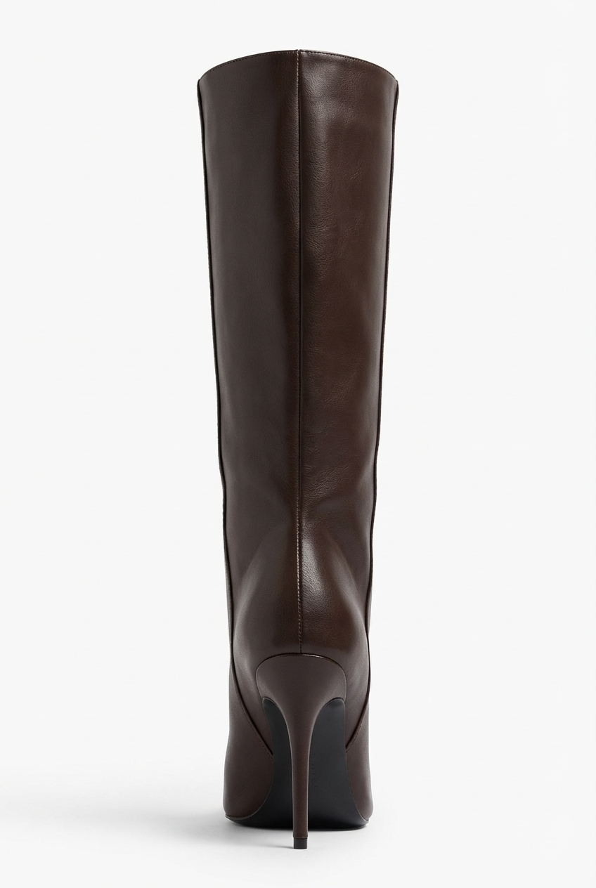 Botte haute marron Synthétique Femme - Élégance occidentale avec talon aiguille 3