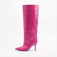 Botte haute rose Synthétique Femme - Santiags rose éclatantes à talons fins 2