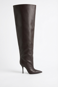 Botte haute marron foncé Synthétique Femme - Santiags à talon aiguille audacieuses 2