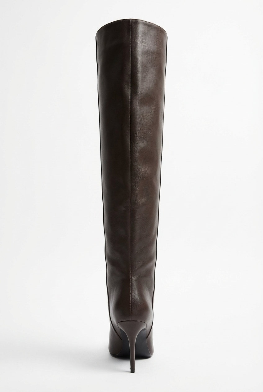 Botte haute marron foncé Synthétique Femme - Santiags à talon aiguille audacieuses 3