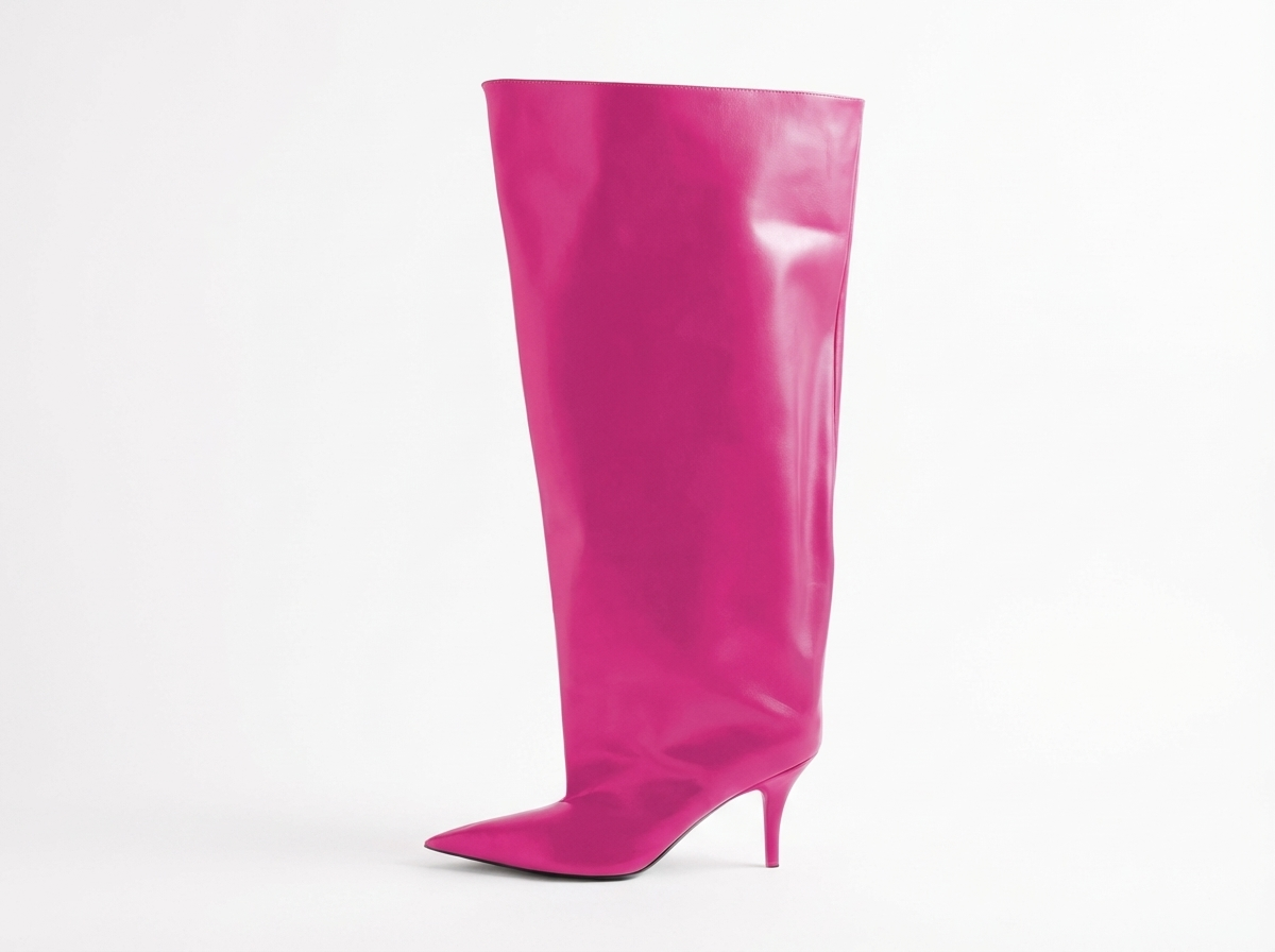 Botte haute rose Synthétique Femme - Santiags roses en cuir lisse élégant 2