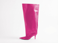 Botte haute rose Synthétique Femme - Santiags roses en cuir lisse élégant 2