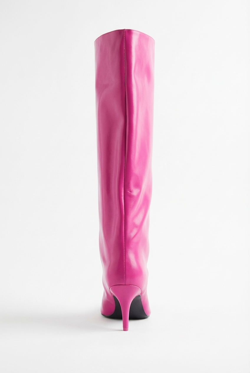 Botte haute rose Synthétique Femme - Santiags roses en cuir lisse élégant 3