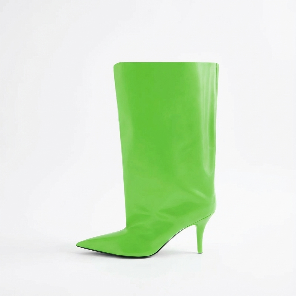 Botte haute vert Synthétique Femme - Santiags vertes en cuir lisse audacieuses 2