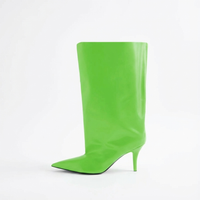 Botte haute vert Synthétique Femme - Santiags vertes en cuir lisse audacieuses 2