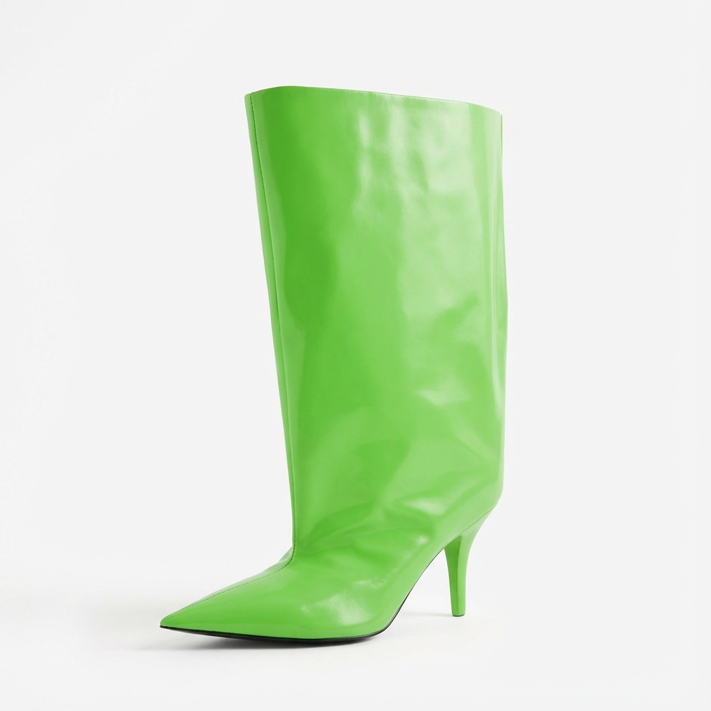 Botte haute vert Synthétique Femme - Santiags vertes en cuir lisse audacieuses