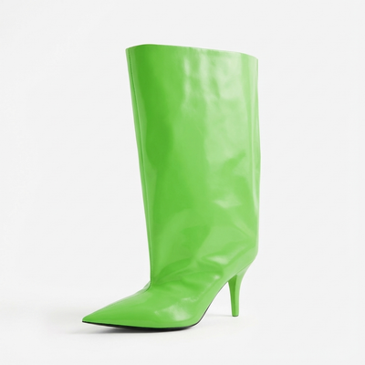 Santiag mi-haute vert Synthétique Femme - Santiags vertes à talons élégants - three_quarter_view