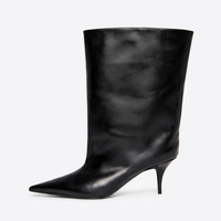 Botte haute noir Synthétique Femme - Élégantes santiags à talon aiguille 2