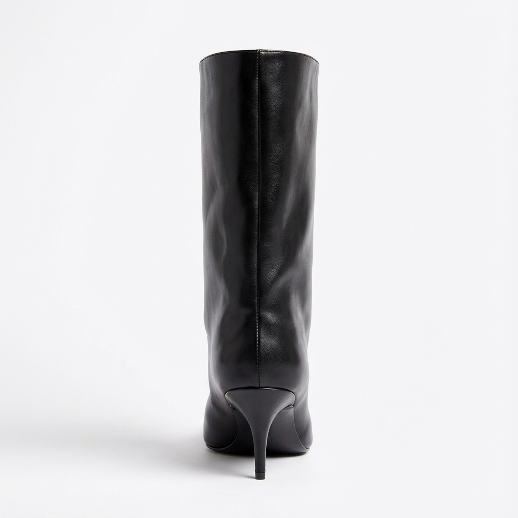 Botte haute noir Synthétique Femme - Élégantes santiags à talon aiguille 3