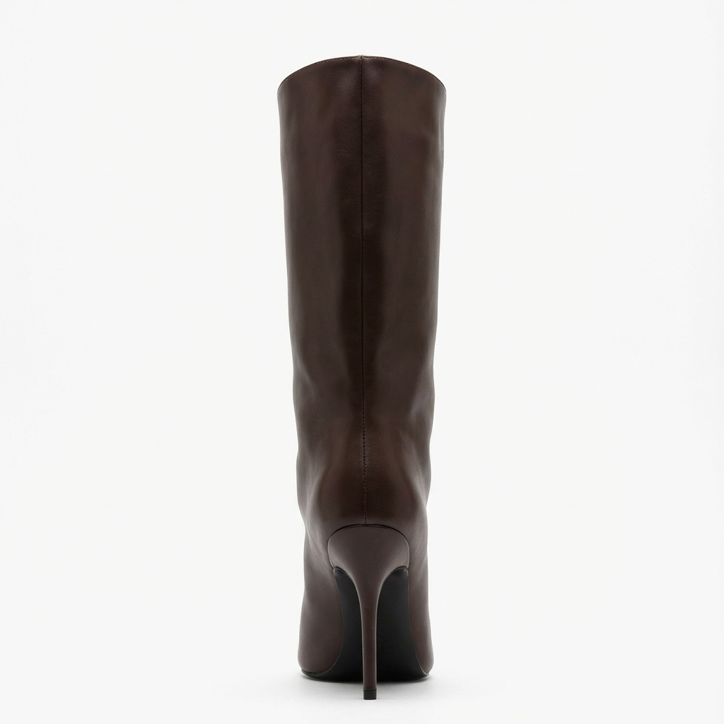 Botte haute marron foncé Synthétique Femme - Santiags élégantes à talon aiguille chic 2