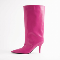 Botte haute rose Synthétique Femme - Bottes roses élégantes à talons aiguilles 2