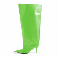 Botte haute vert Synthétique Femme - Teinte verte audacieuse, talon aiguille élégant 2