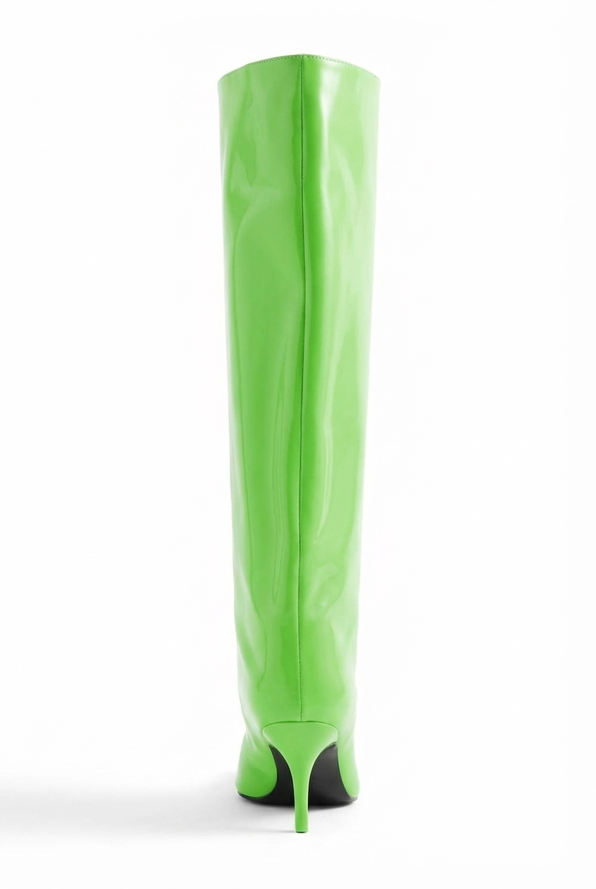 Botte haute vert Synthétique Femme - Teinte verte audacieuse, talon aiguille élégant 3