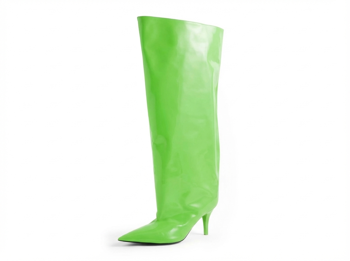 Botte haute vert Synthétique Femme - Teinte verte audacieuse, talon aiguille élégant
