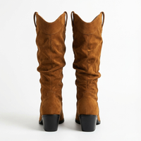 Santiag mi-haute marron Synthétique Femme - Talon carré et bout arrondi élégant 3