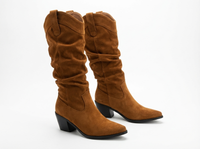 Santiag mi-haute marron Synthétique Femme - Talon carré et bout arrondi élégant 2