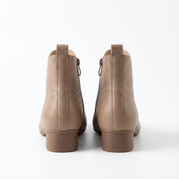 Bottine à talon beige Cuir Femme - Santiags élégantes en cuir grainé 3