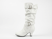 Botte haute blanc Synthétique Femme - Santiags blanches à boucles argentées audacieuses 1