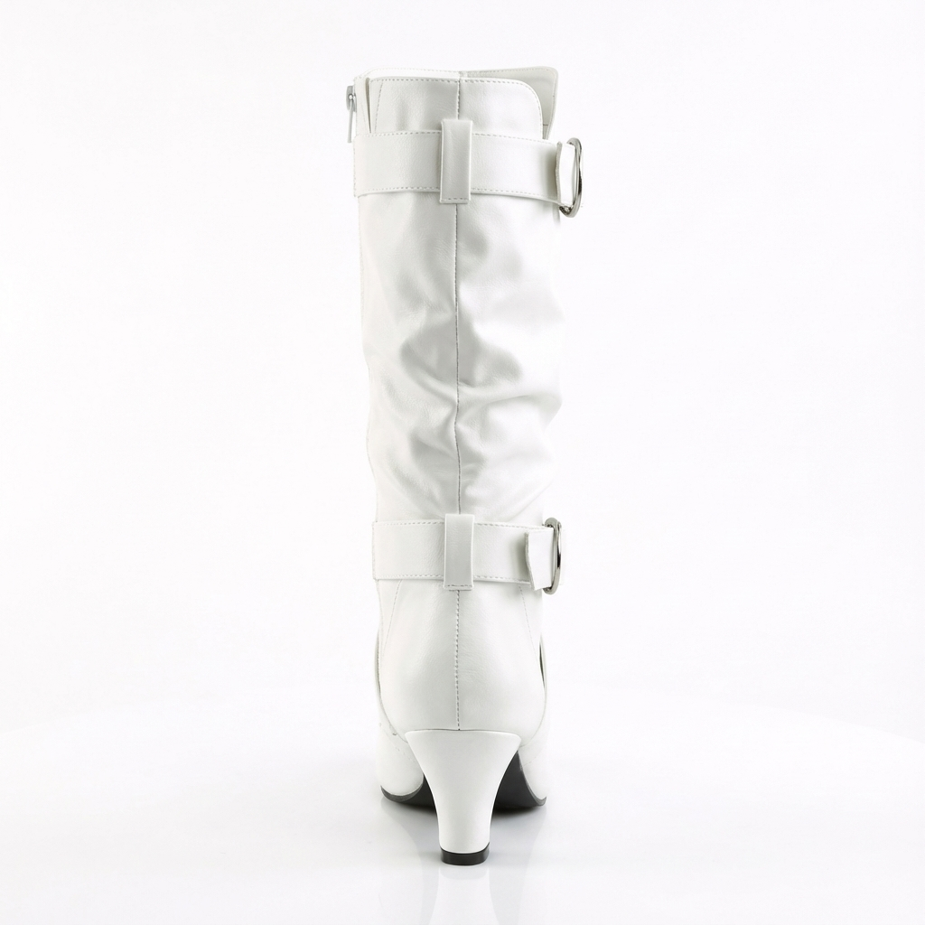 Botte haute blanc Synthétique Femme - Santiags blanches à boucles argentées audacieuses 2