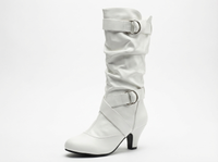 Botte haute blanc Synthétique Femme - Santiags blanches à boucles argentées audacieuses 3