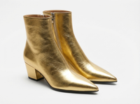 Bottine haute doré Simili Cuir Femme - Santiags dorées à bout pointu élégant 3