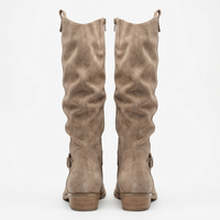 Santiag haute beige Simili Cuir Femme - Élégance discrète avec sangles et fermeture 3