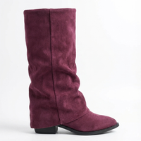 Santiag haute violet Daim Femme - Aspect chic et plissé décontracté 2