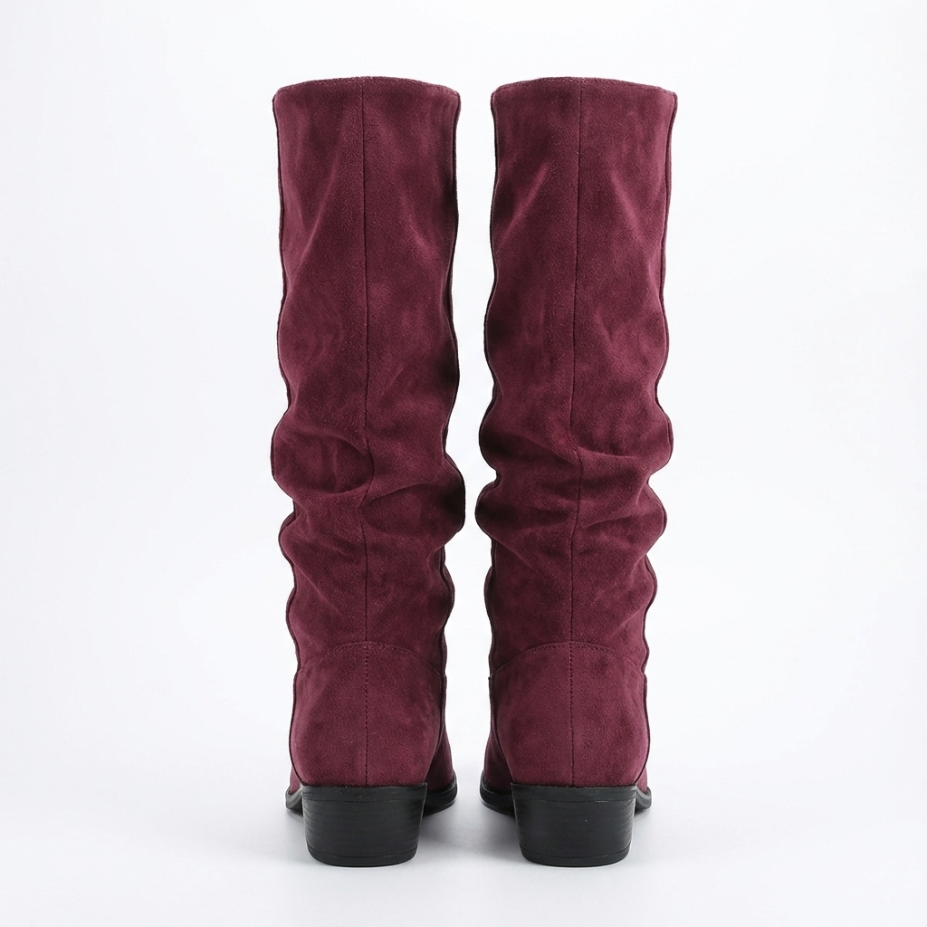 Santiag haute violet Daim Femme - Aspect chic et plissé décontracté 6