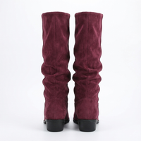 Santiag haute violet Daim Femme - Aspect chic et plissé décontracté 6