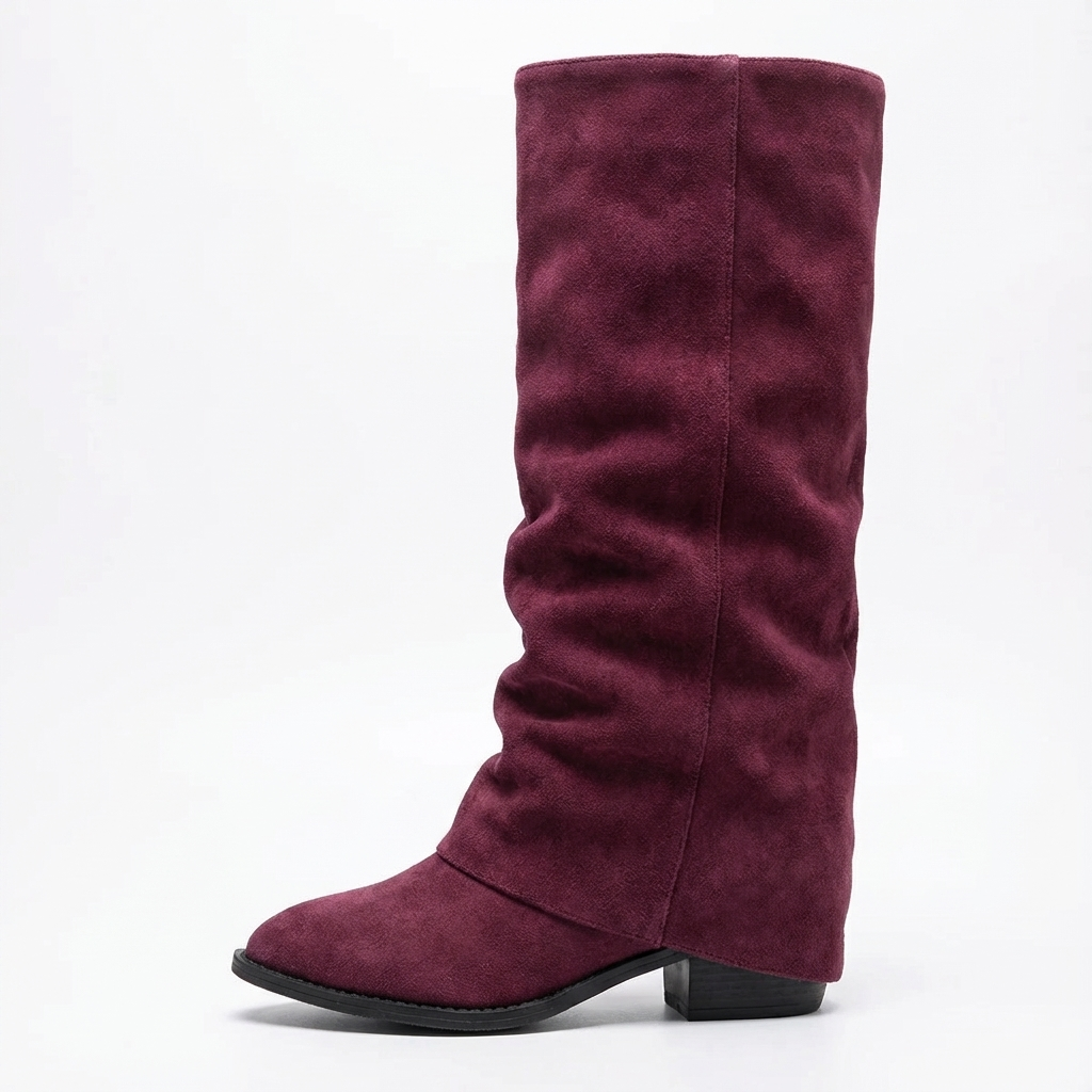 Santiag haute violet Daim Femme - Aspect chic et plissé décontracté 7