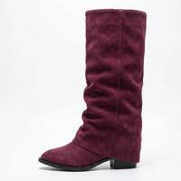 Santiag haute violet Daim Femme - Aspect chic et plissé décontracté 7