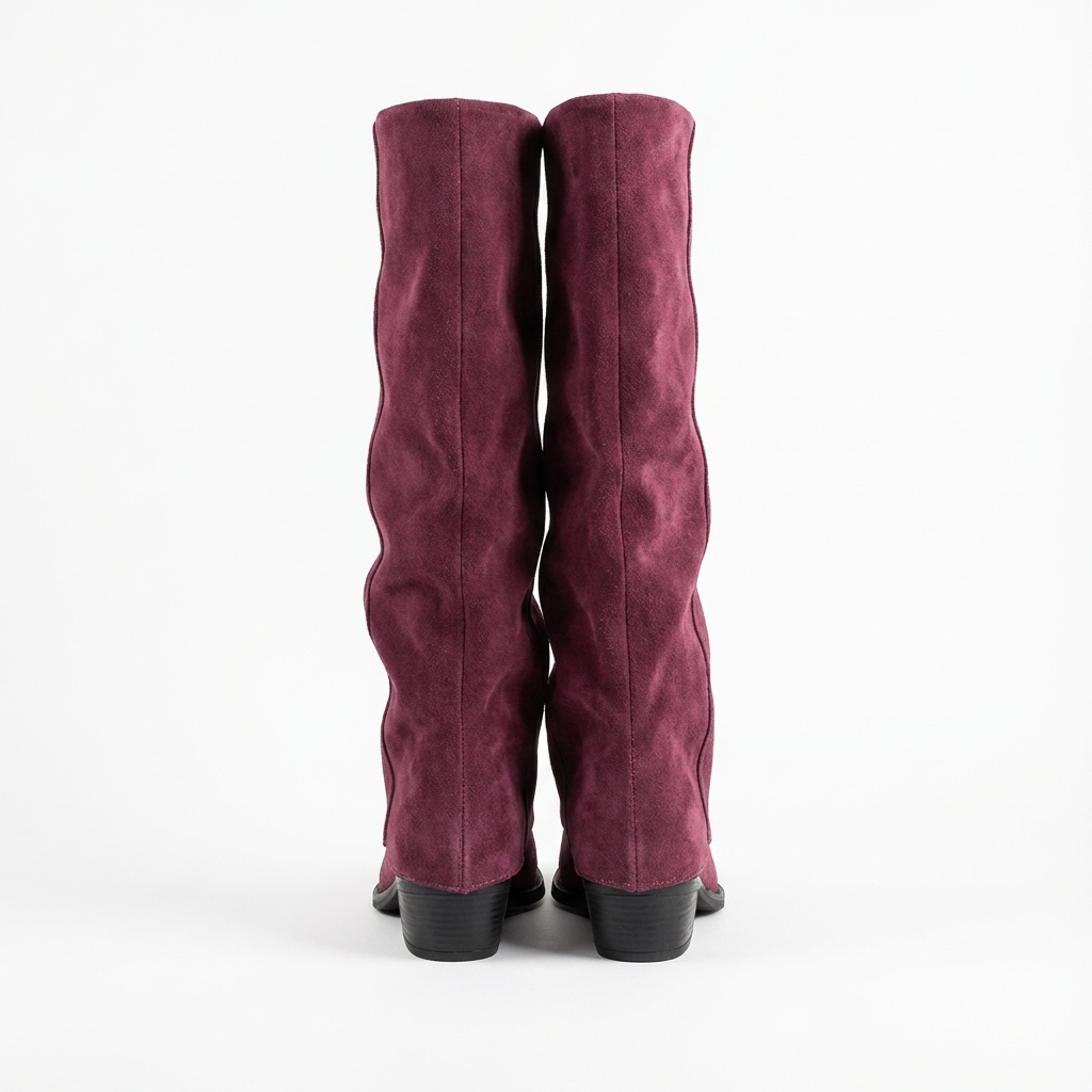 Santiag haute violet Daim Femme - Aspect chic et plissé décontracté 8