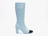 Botte haute bleu Simili Cuir Femme - Santiags bleues à bout noir contrastant 3