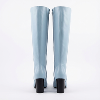 Botte haute bleu Simili Cuir Femme - Santiags bleues à bout noir contrastant 4