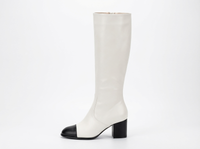Botte haute blanc Simili Cuir Femme - Santiags bicolores sophistiquées avec bout noir 2