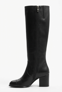 Botte haute noir Simili Cuir Femme - Santiags noires élégantes à fermeture éclair 2