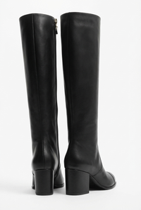 Botte haute noir Simili Cuir Femme - Santiags noires élégantes à fermeture éclair 3