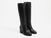 Botte haute noir Simili Cuir Femme - Santiags noires élégantes à fermeture éclair 1