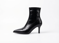 Bottine à talon noir Synthétique Femme - Élégante silhouette noire à bout pointu 2