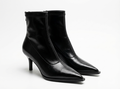 Santiag mi-haute noir Synthétique Femme - Élégantes bottes à talon fin - three_quarter_view