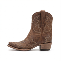 Santiag mi-haute marron Simili Cuir Femme - Broderies élégantes pour un style campagnard 4