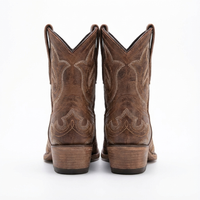 Santiag mi-haute marron Simili Cuir Femme - Broderies élégantes pour un style campagnard 5