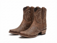 Santiag mi-haute marron Simili Cuir Femme - Broderies élégantes pour un style campagnard 1