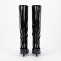 Botte haute noir Simili Cuir Femme - Santiags noires pointues brillantes modernes 6